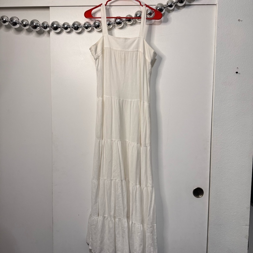 9seed Sayulita White Gauzy Cotton Strappy Tiered Maxi Dress - Picture 5 of 10